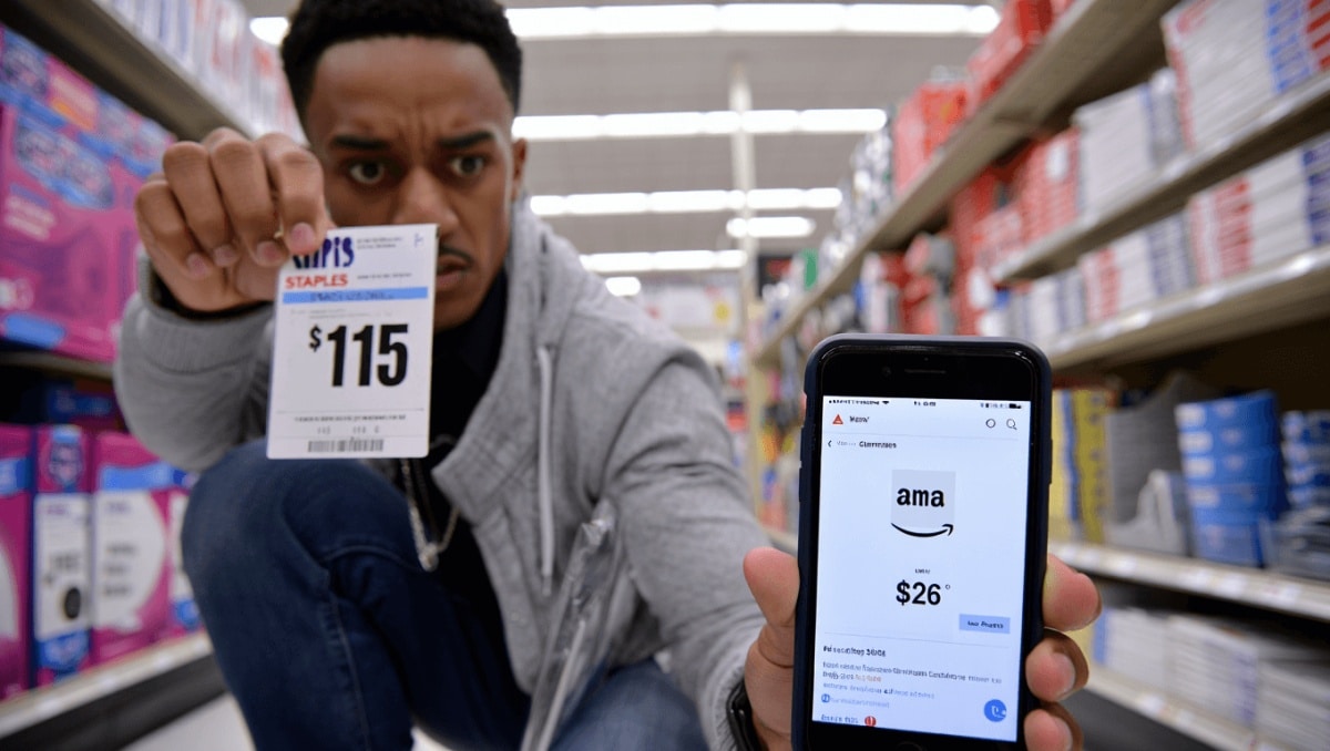 
    “These prices are ridiculous”: Shopper spots a $115 sign at Staples. Then he finds it on Amazon for $26  